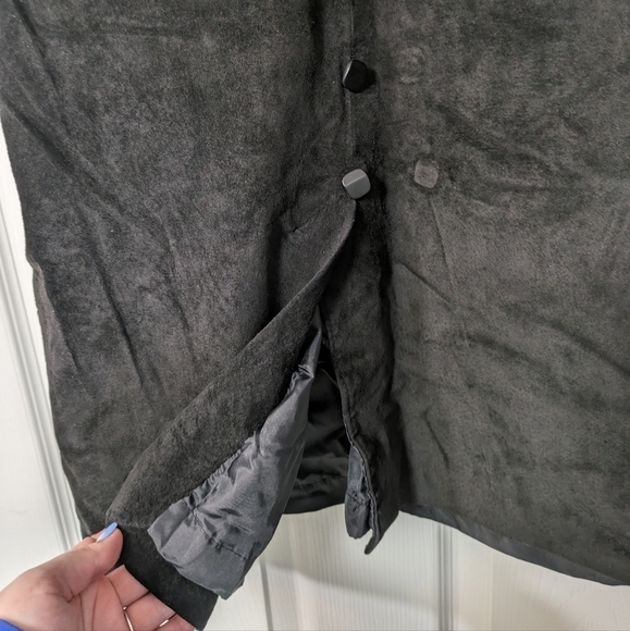 Vintage 80s Wilson's Genuine Leather Button Detail Low Back Midi Dress Size M - Picture 8 of 10